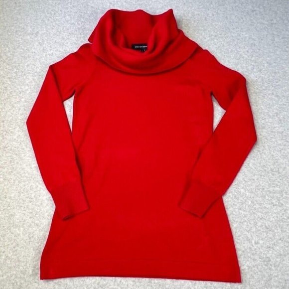 French Connection Womens Tunic Sweater Cowl Neck Size Small Red Holiday Dressy - Picture 2 of 10